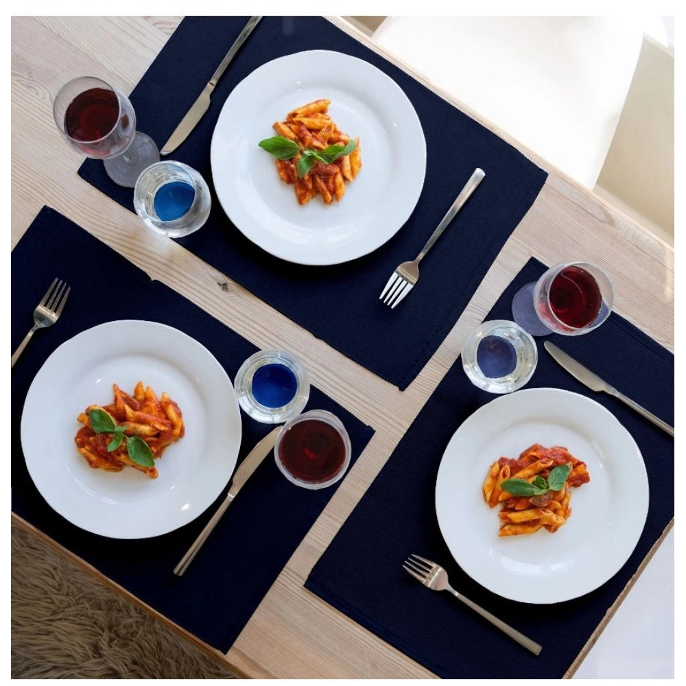 Generic Ribbed Cotton Place Mats Sets (Navy Blue)