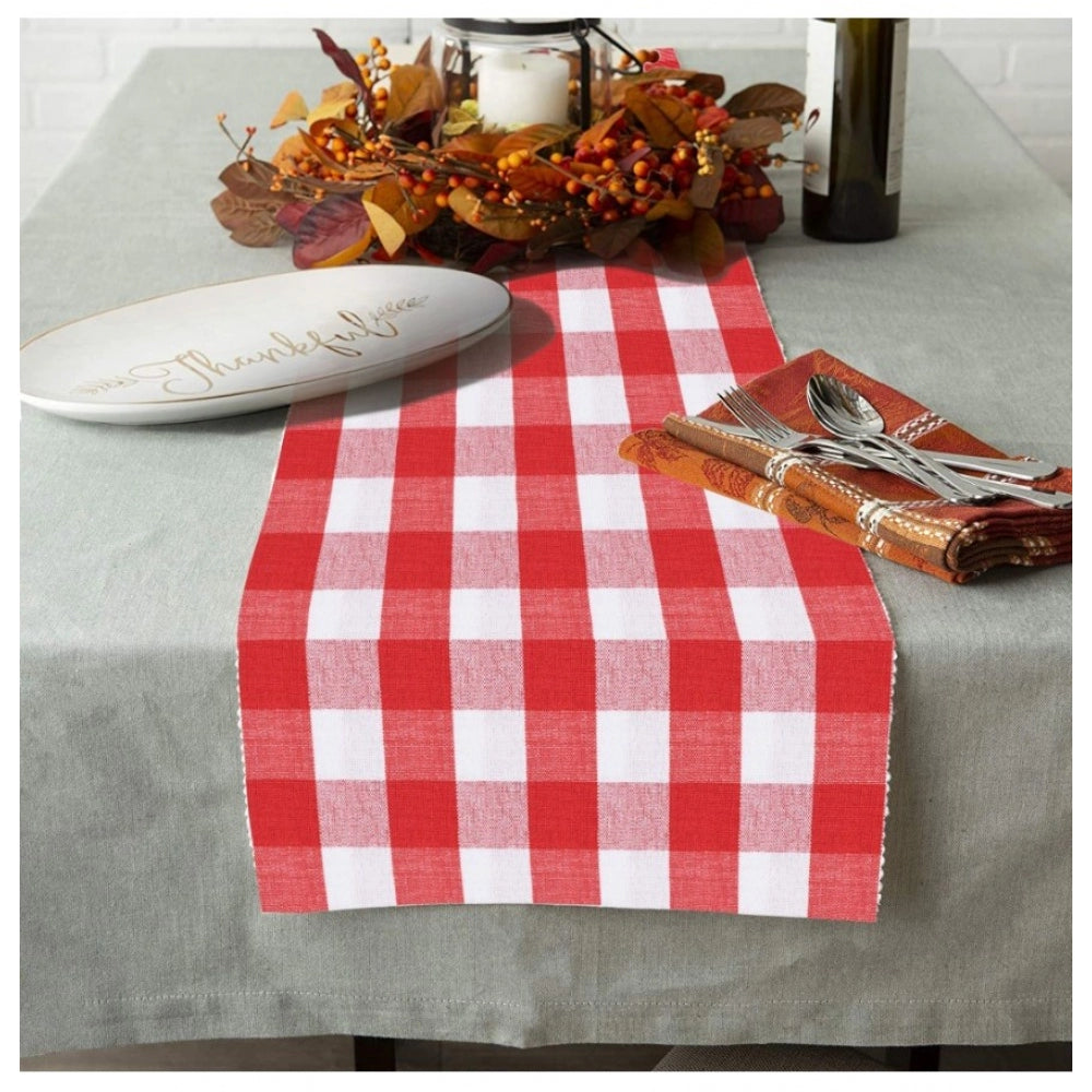Checked Cotton Table Runners (Red)