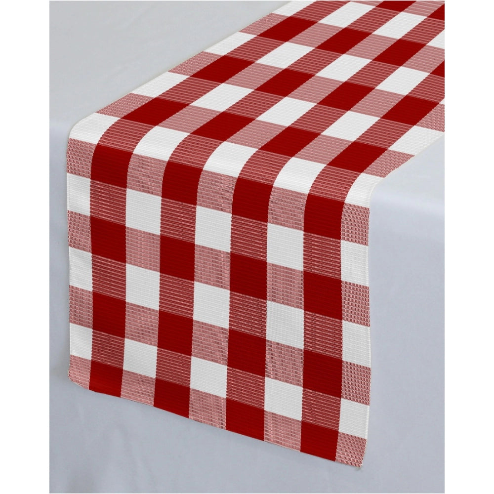Checked Cotton Table Runners (Red)