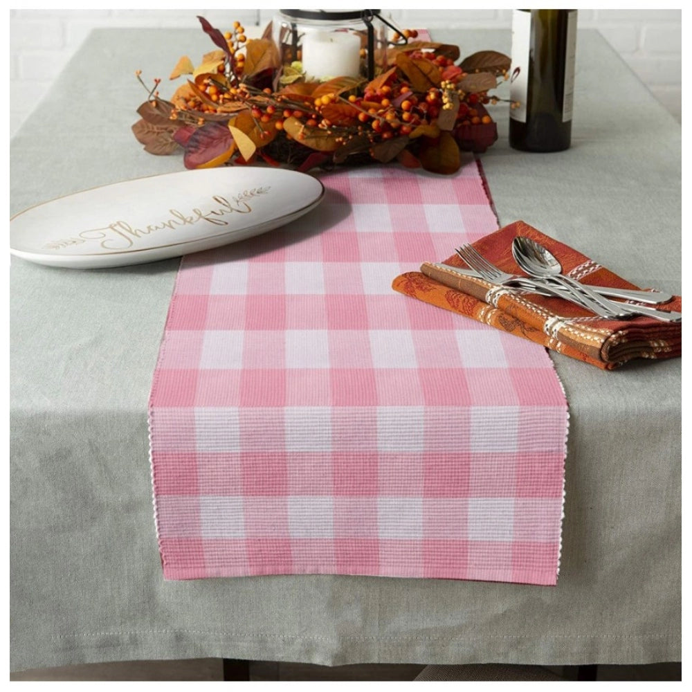 Checked Cotton Table Runners (Baby Pink)