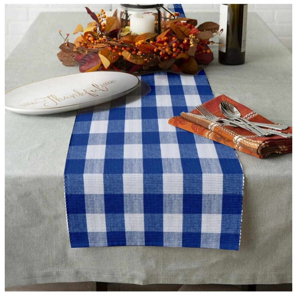 Checked Cotton Table Runners (Royal Blue)