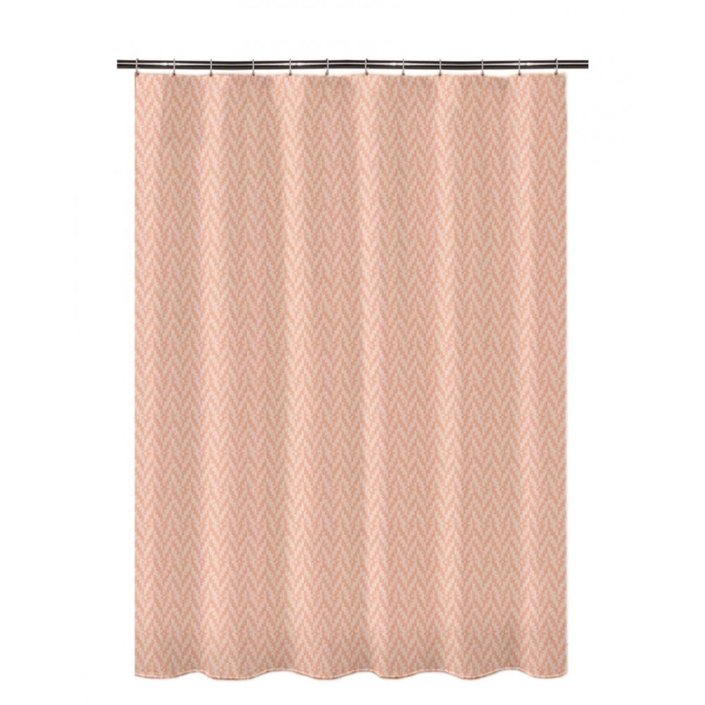Generic Waves Polyester Plain Shower Curtains with Plastic Eyelets (Peach)