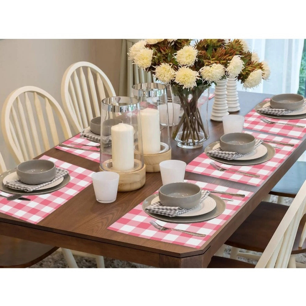 Generic Checked Cotton Place Mats Sets (Pink &amp; White)