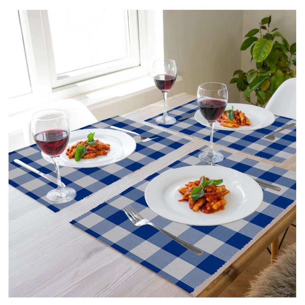 Generic Checked Cotton Place Mats Sets (Royal Blue)