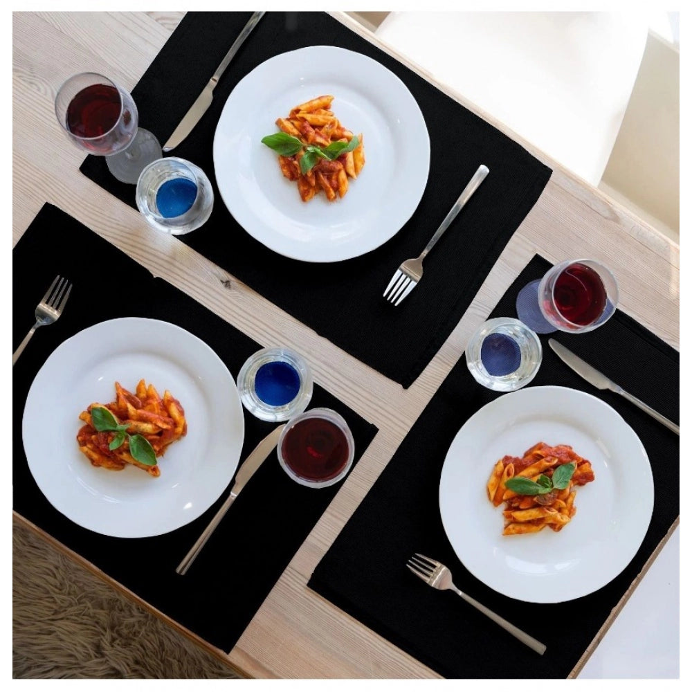 Generic Ribbed Cotton Place Mats Sets (Black)