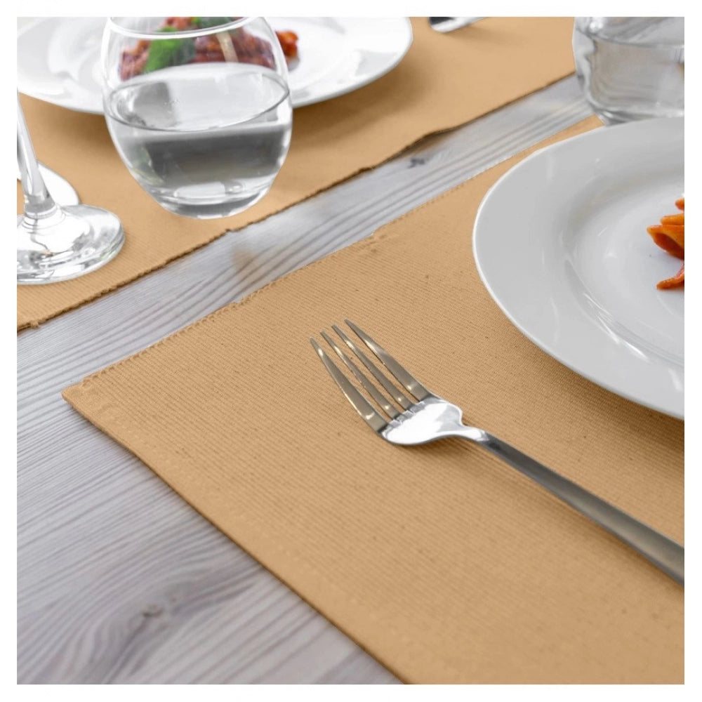 Generic Ribbed Cotton Place Mats Sets (Beige)