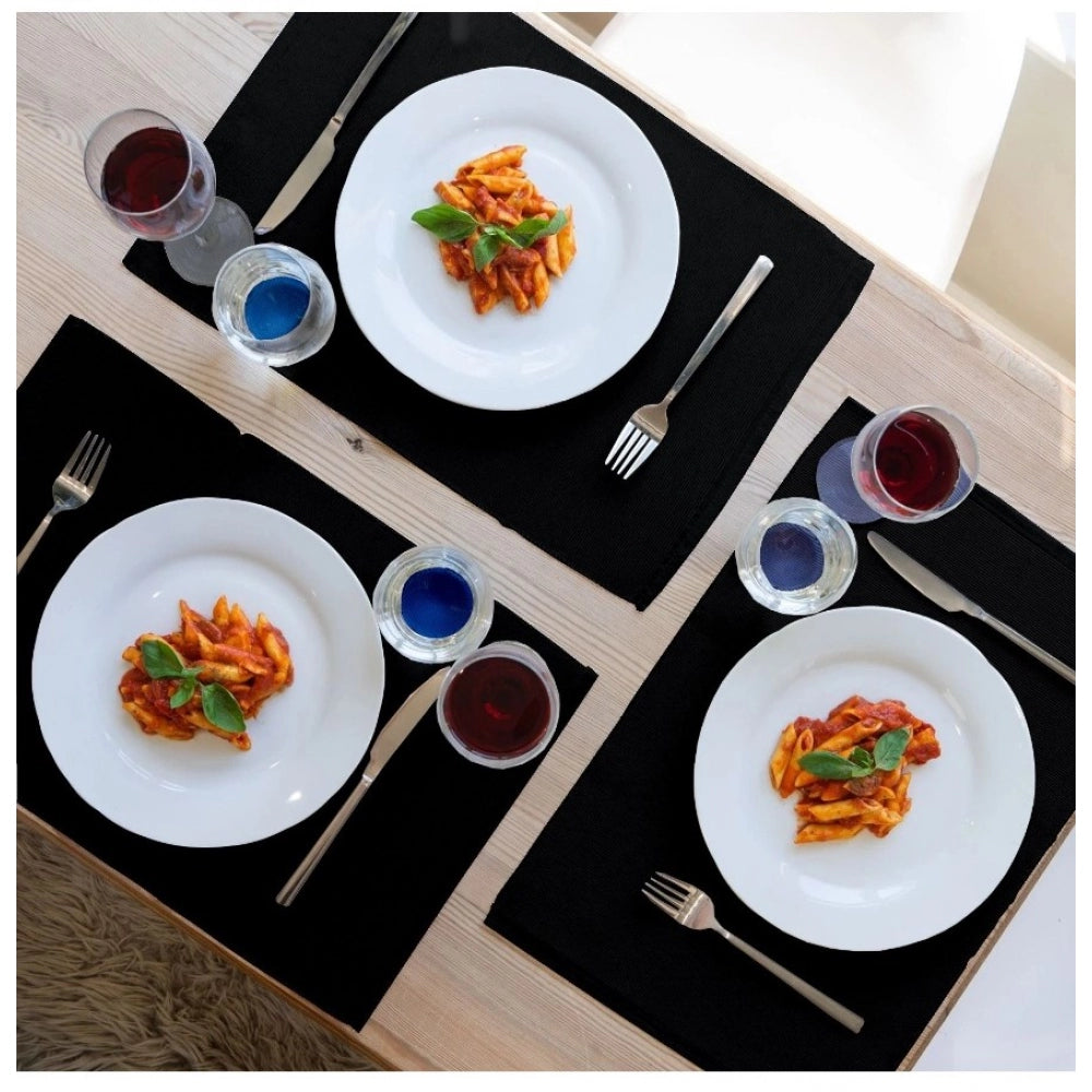 Generic Ribbed Cotton Place Mats Sets (Black)