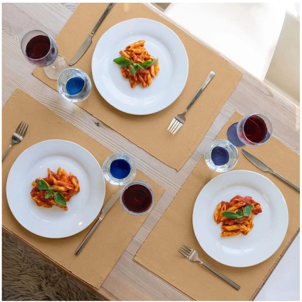 Generic Ribbed Cotton Place Mats Sets (Beige)