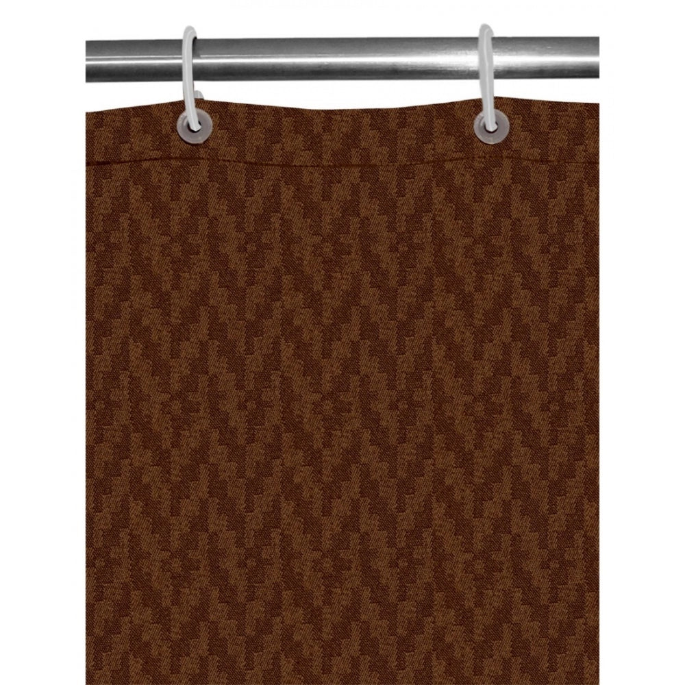 Generic Waves Polyester Plain Shower Curtains with Plastic Eyelets (Dark Brown)