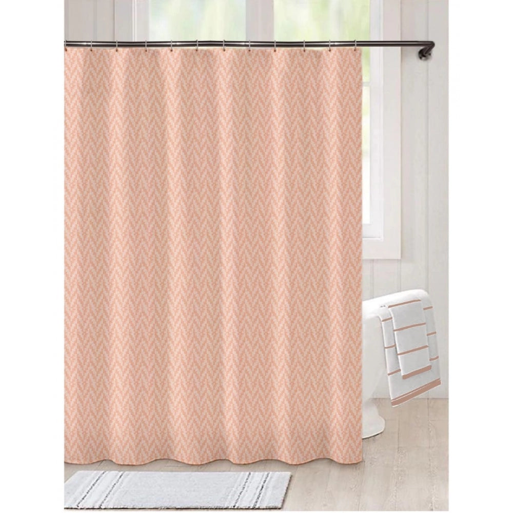 Generic Waves Polyester Plain Shower Curtains with Plastic Eyelets (Peach)