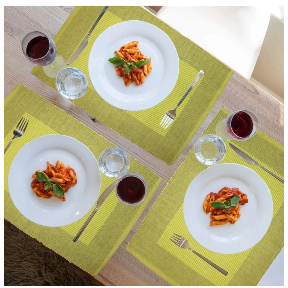 Ribbed Cotton Place Mats Sets (Green)