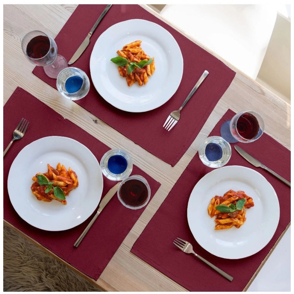 Generic Ribbed Cotton Place Mats Sets (Maroon)