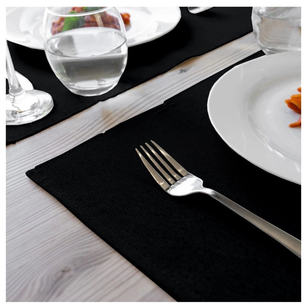 Generic Ribbed Cotton Place Mats Sets (Black)
