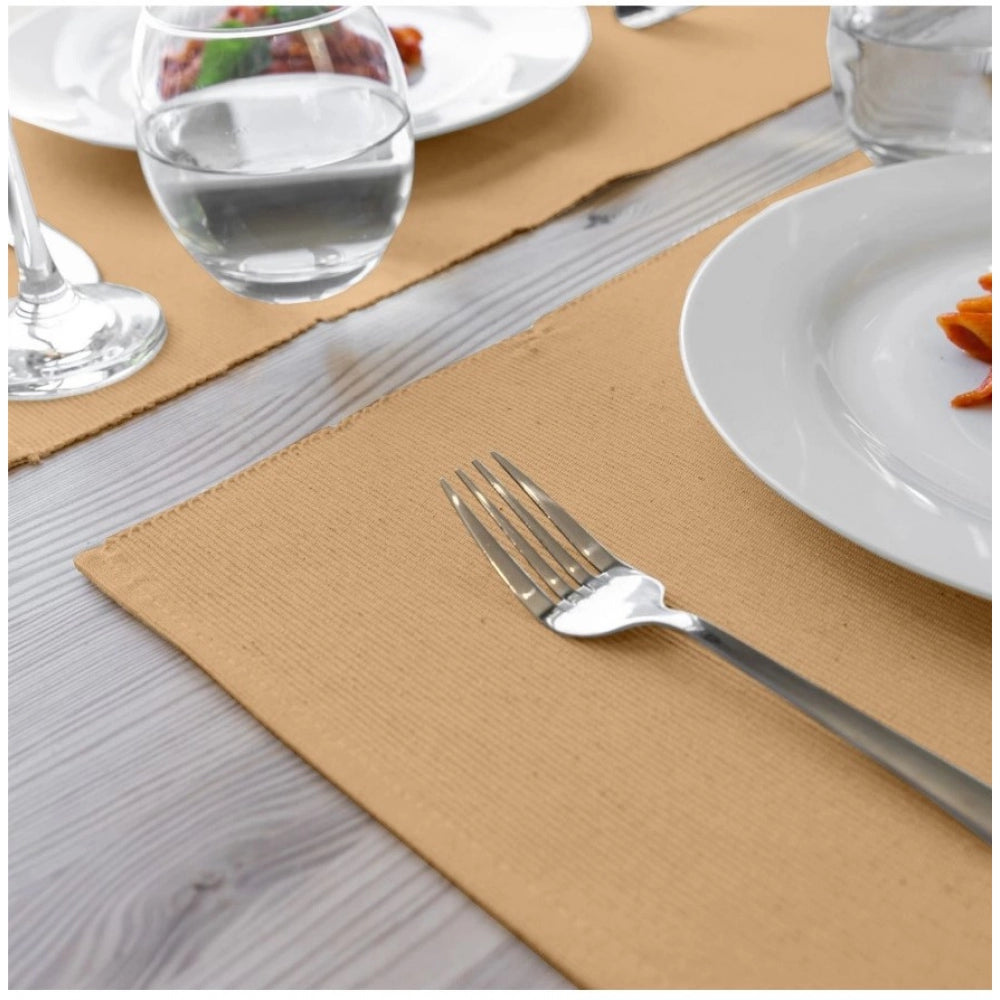 Generic Ribbed Cotton Place Mats Sets (Beige)