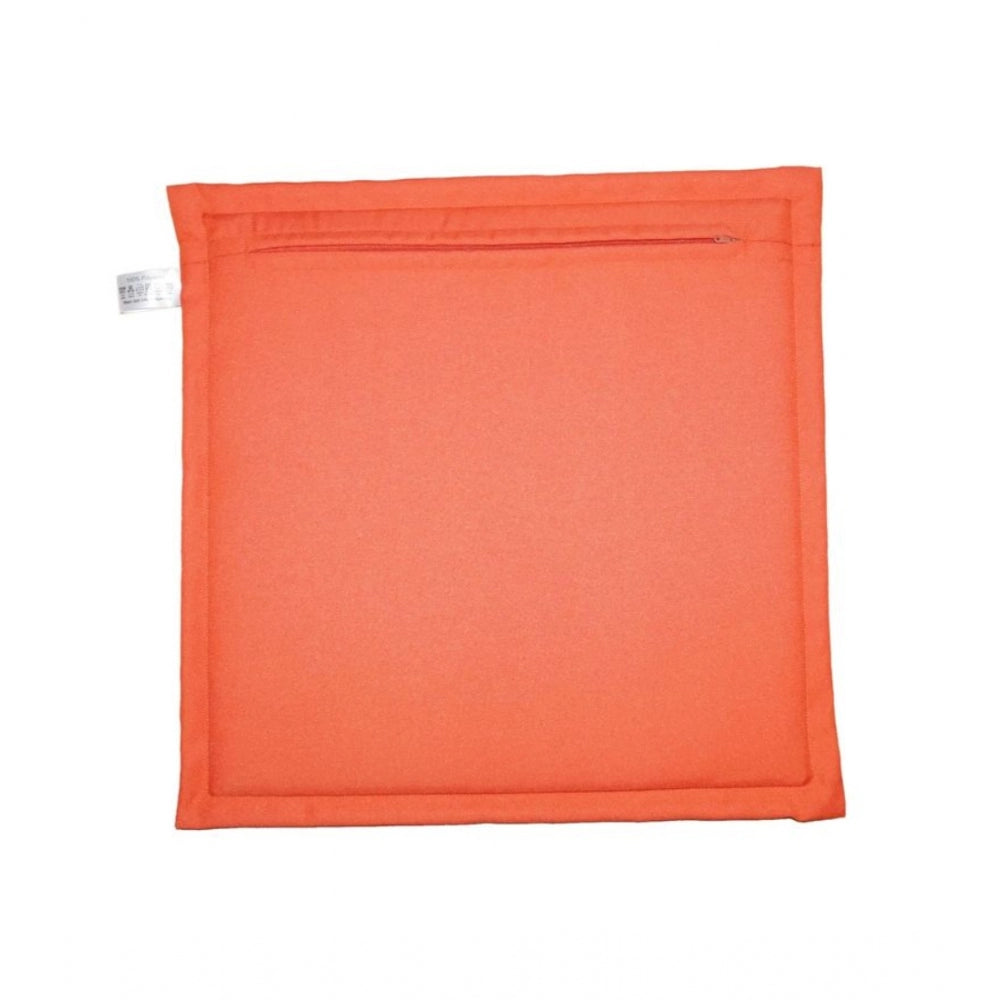 Generic Pack Of_4 Polyester Solid Chairpads (Orange, Size: 16x16 In)