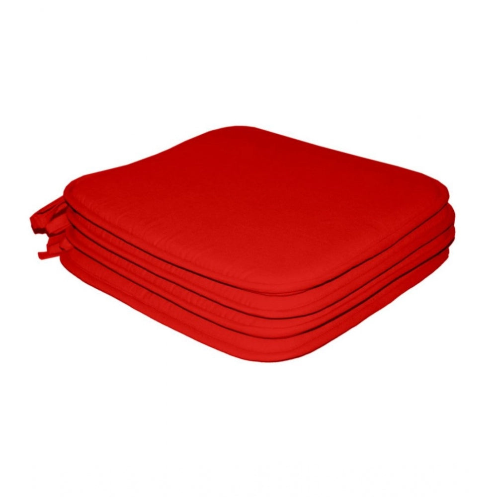 Generic Pack Of_4 Cotton Blended Solid Chairpads (Orange, Size: 15x15 In)