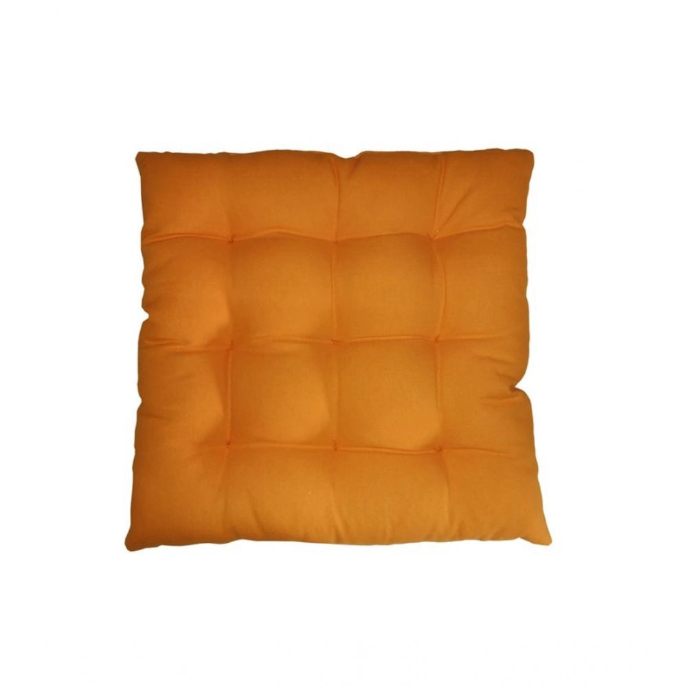 Generic Cotton Blended Solid Chair Cushions (Beige &amp; Orange, Size: 16x16 In)
