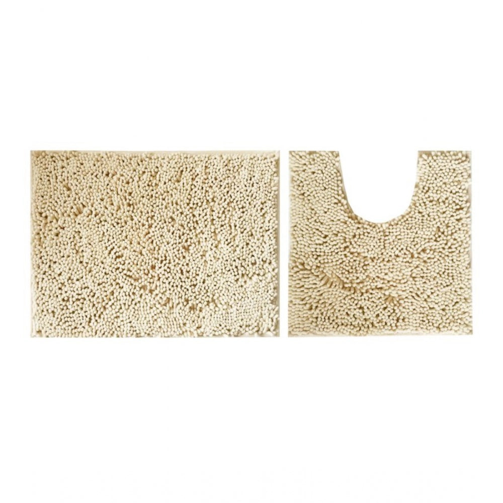 Generic Polyester Knitted Bathmats Sets (Beige, Size: 20x30 In)