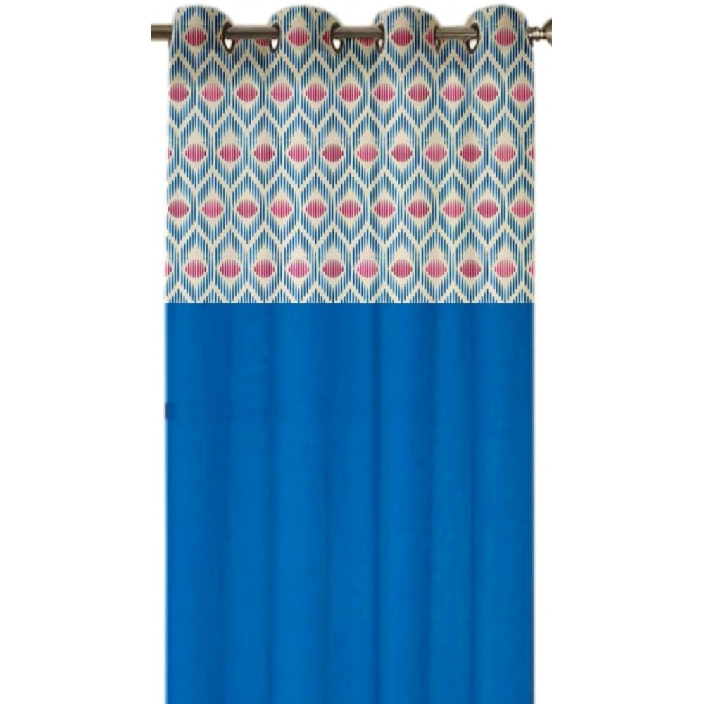 Cotton Printed Curtains (Blue, Size: 54x90 In)