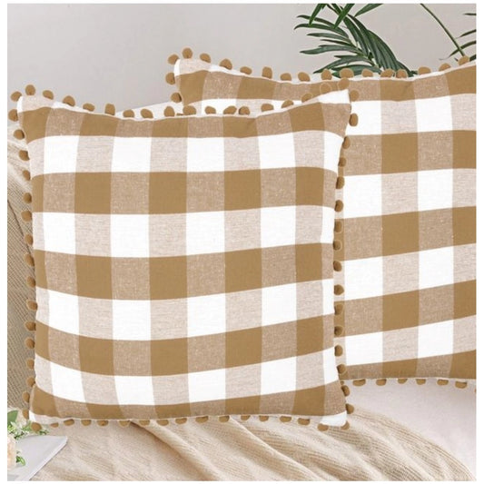 Polyester Solid Chairpads (Beige, Size: 16x16 In)