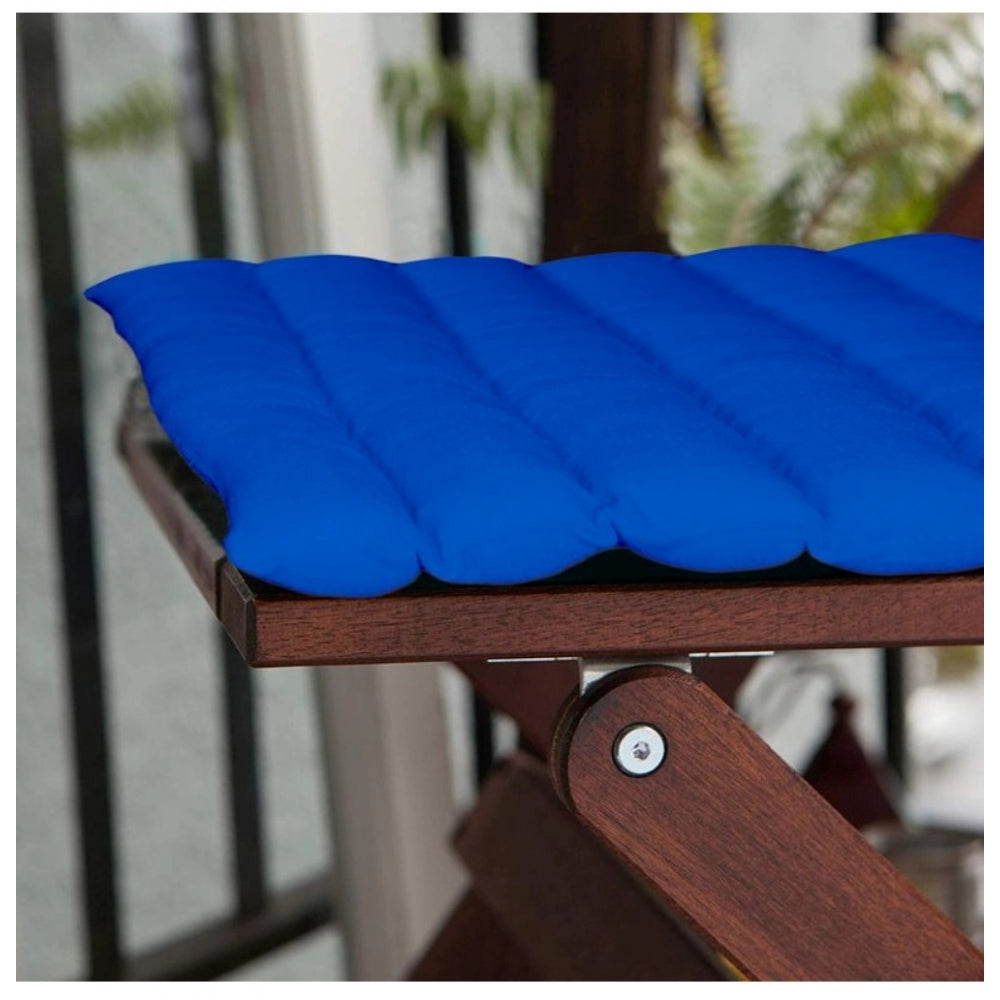 Pack Of_2 Cotton Blended Solid Chair Cushions (Blue, Size: 16x16 In)
