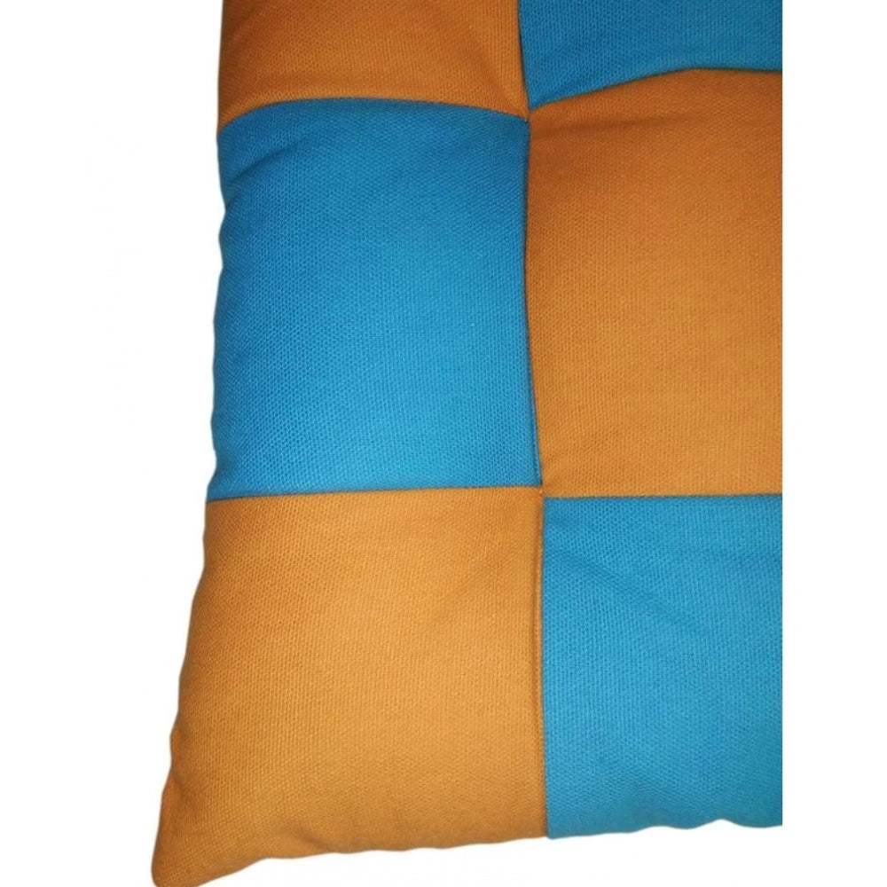 Generic Cotton Blended Solid Chair Cushions (Beige &amp; Orange, Size: 16x16 In)