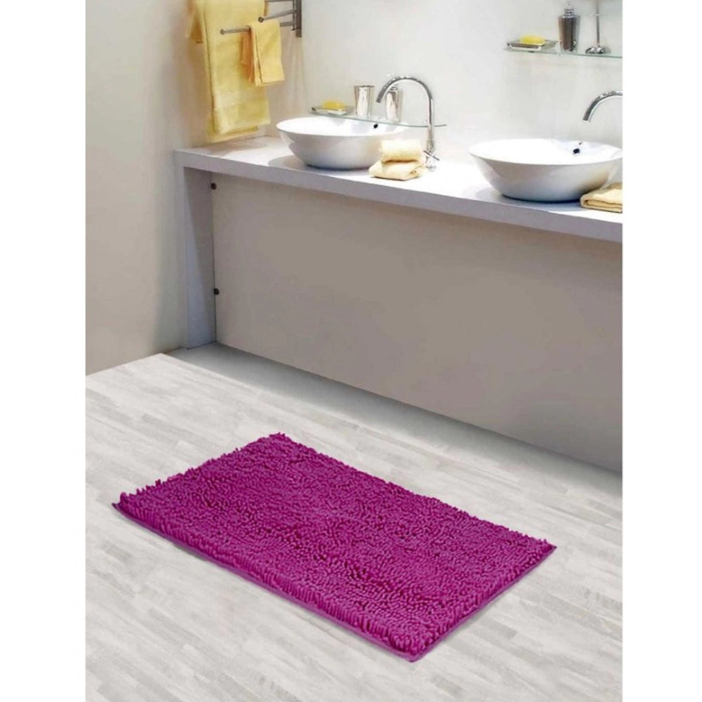 Polyester Knitted Bathmats Sets (Pink, Size: 16x24 In)