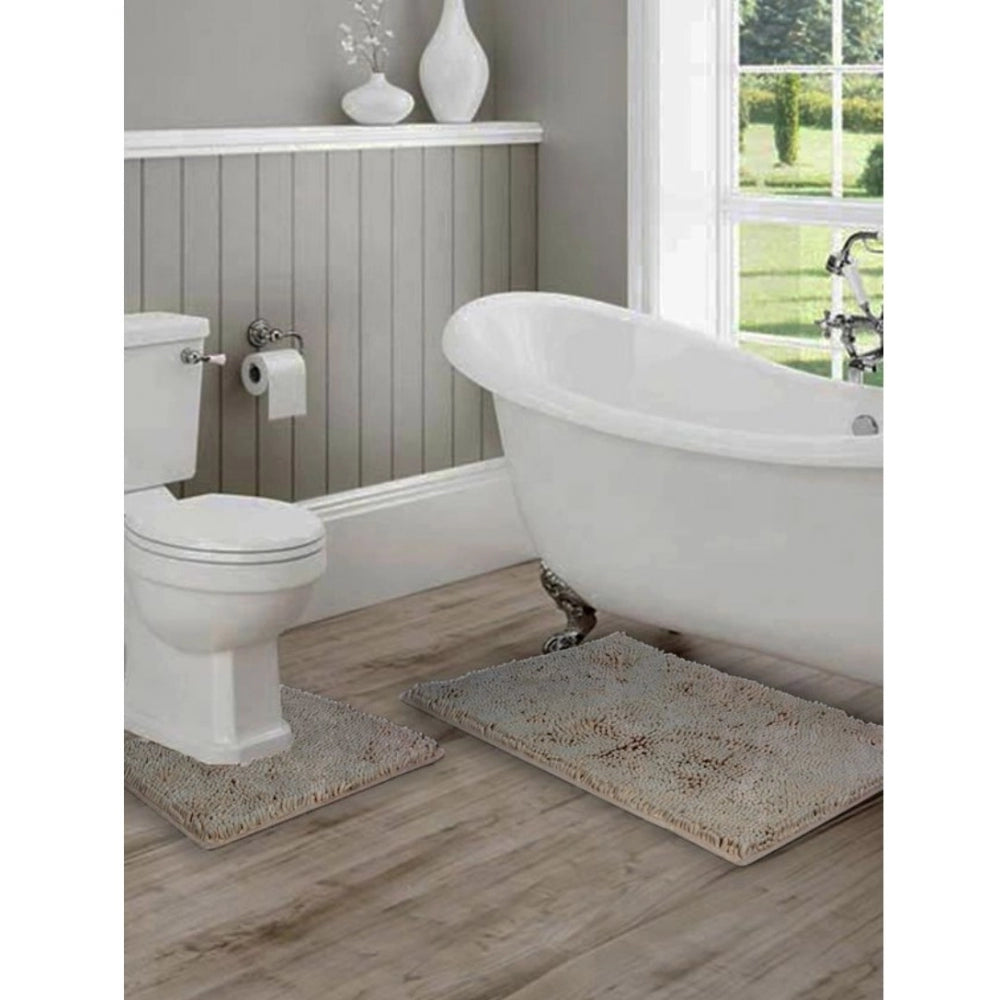 Generic Polyester Knitted Bathmats Sets (Beige, Size: 16x24 In)