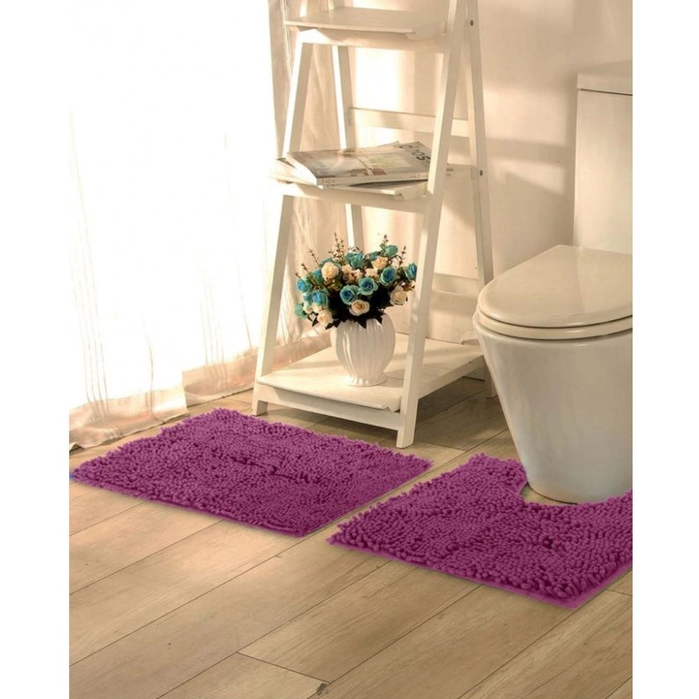 Polyester Knitted Bathmats Sets (Purple, Size: 20x30 In)