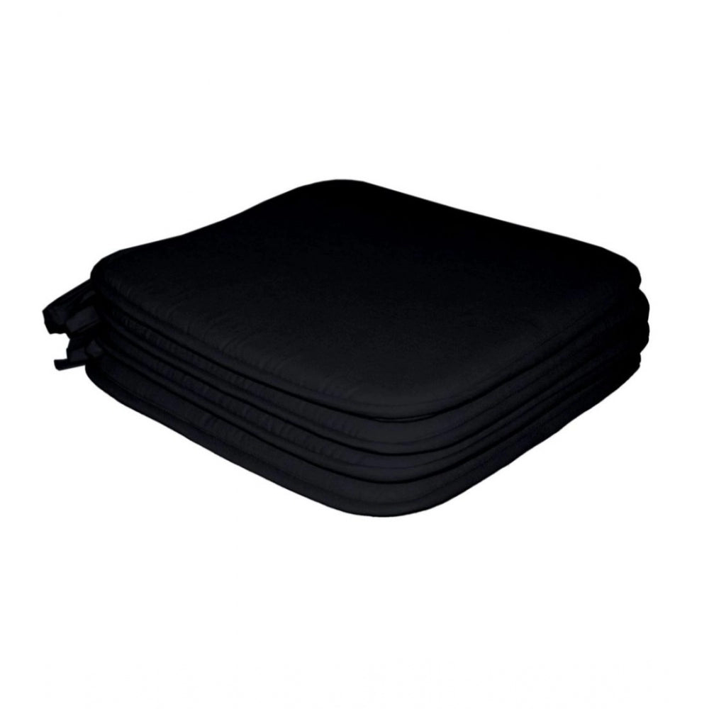Generic Pack Of_4 Cotton Blended Solid Chairpads (Black, Size: 15x15 In)