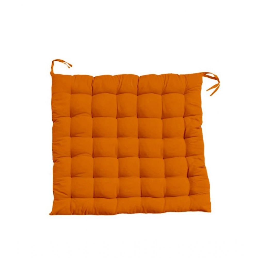 Cotton Blended Solid Chair Cushions (Mustard, Size: 16x16 In)