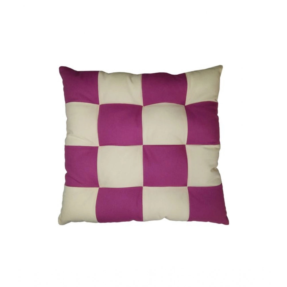 Generic Cotton Blended Solid Chair Cushions (Purple &amp; White, Size: 16x16 In)