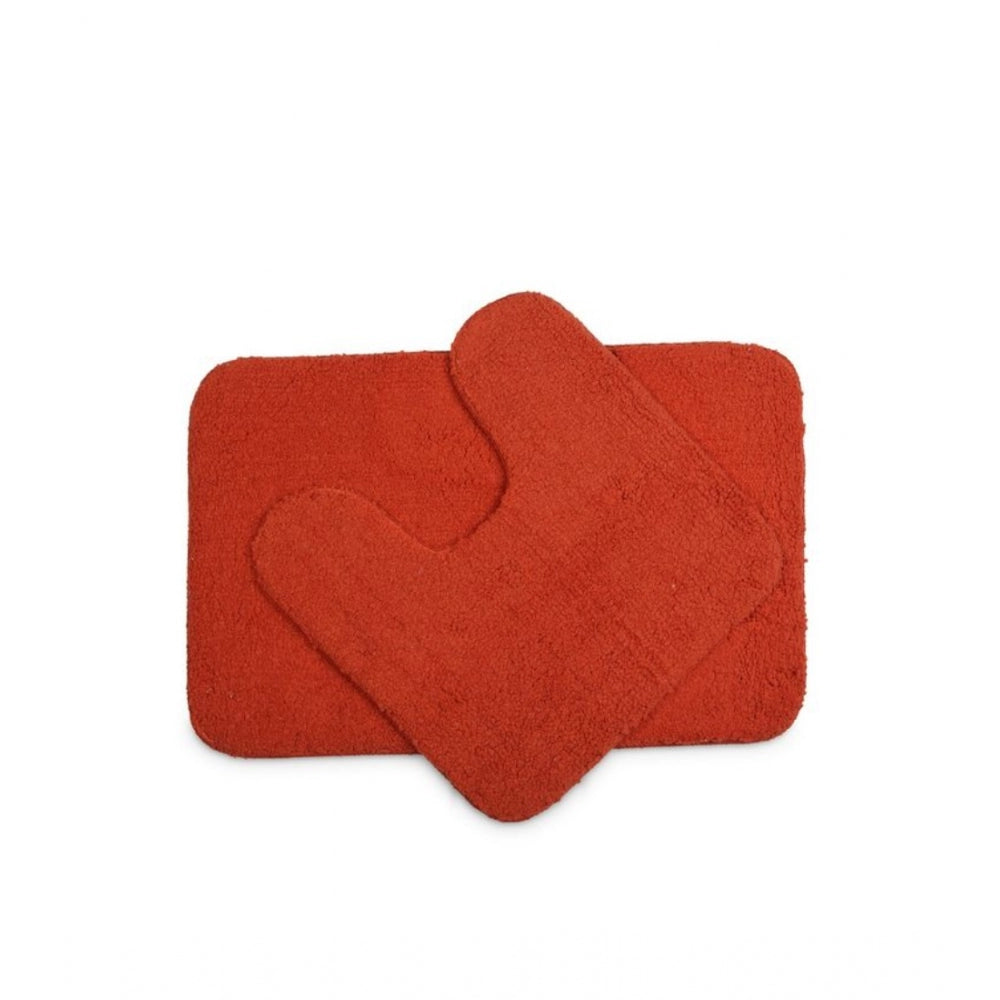 Polyester Solid Bathmats Sets (Orange, Size: 20x30 In)
