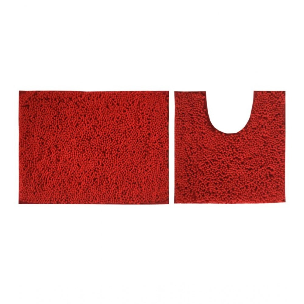 Polyester Knitted Bathmats Sets (Red, Size: 20x30 In)