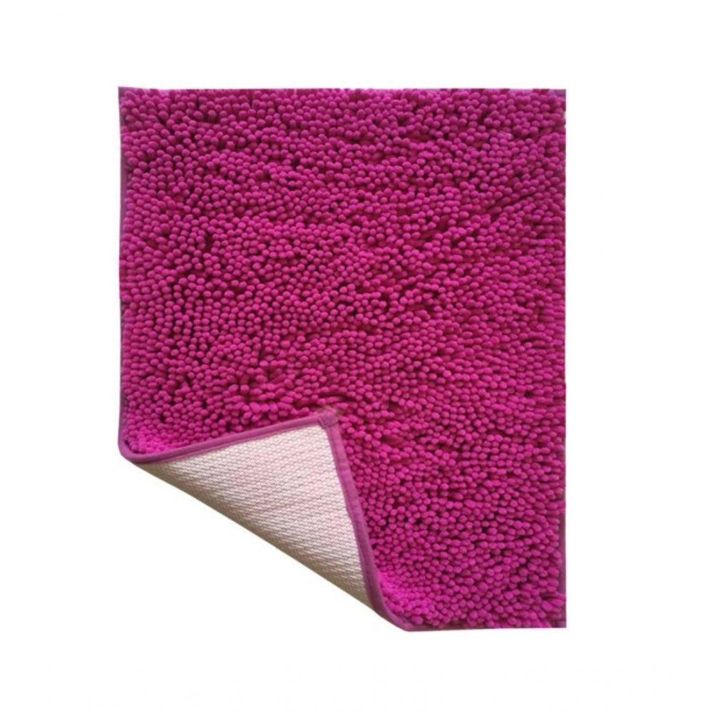 Polyester Knitted Bathmats Sets (Pink, Size: 16x24 In)