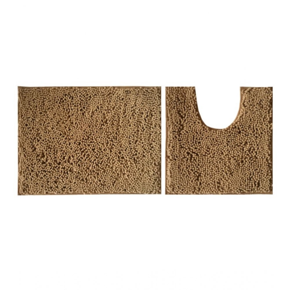 Polyester Knitted Bathmats Sets (Light Brown, Size: 20x30 In)