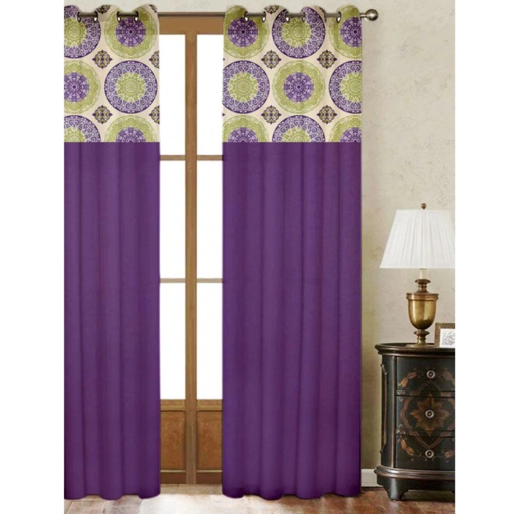 Cotton Printed Curtains (Multicolor, Size: 54x90 In)