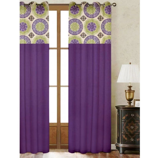 Cotton Printed Curtains (Multicolor, Size: 54x90 In)