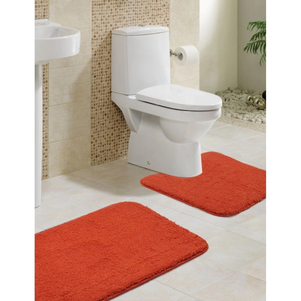 Generic Polyester Solid Bathmats Sets (Orange, Size: 20x30 In)