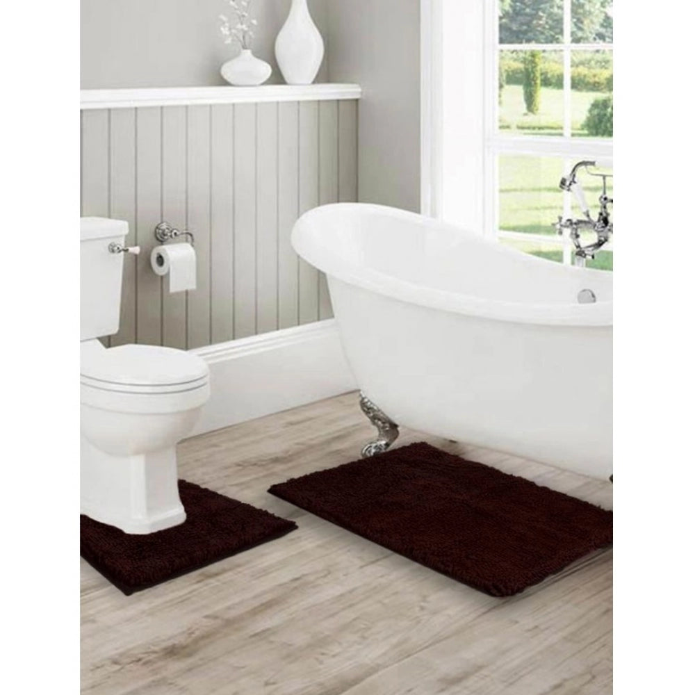 Polyester Knitted Bathmats Sets (Brown, Size: 16x24 In)
