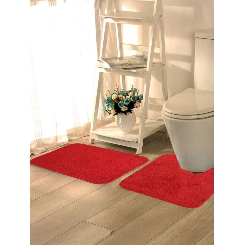 Polyester Solid Bathmats Sets (Red, Size: 20x30 In)