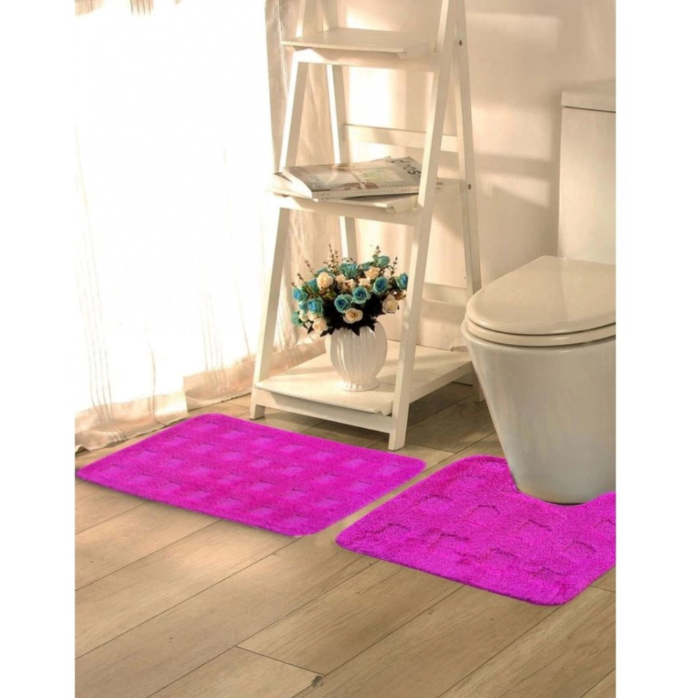 Polyester Knitted Bathmats Sets (Pink, Size: 16x24 In)