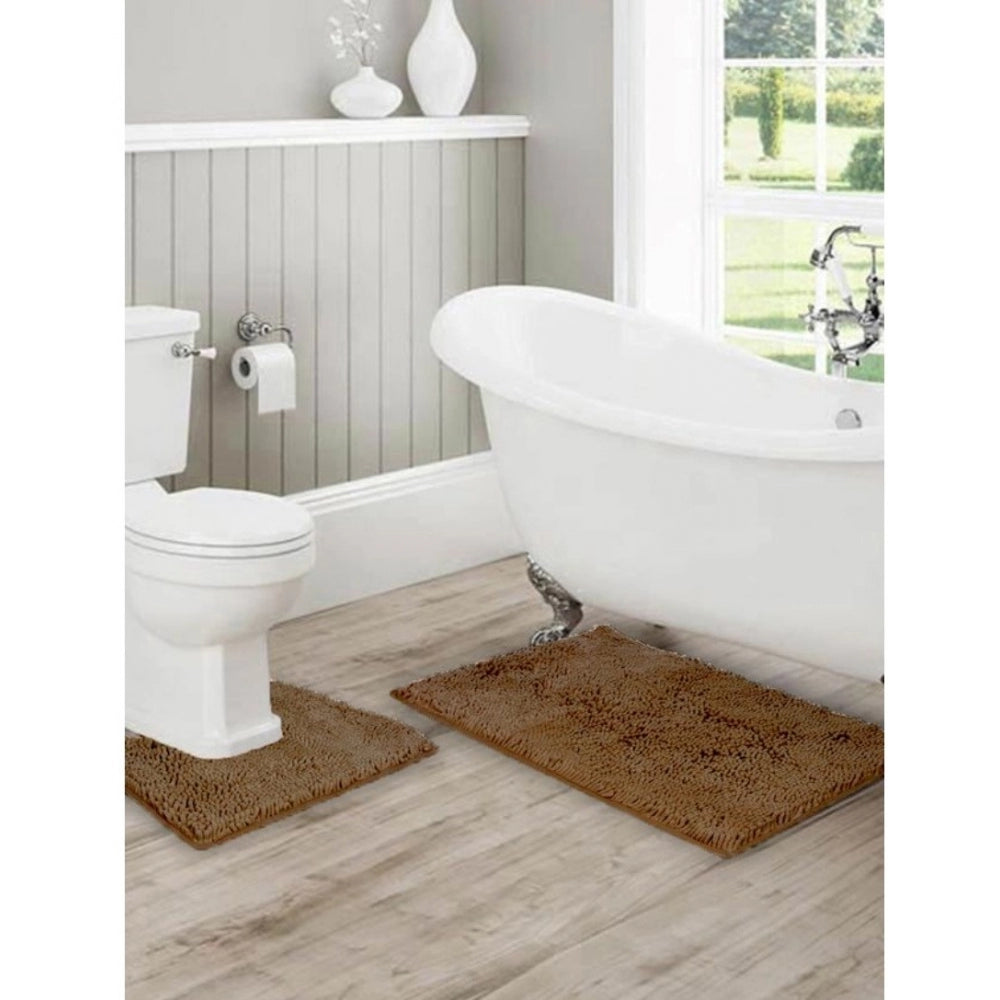 Generic Polyester Knitted Bathmats Sets (Light Brown, Size: 20x30 In)