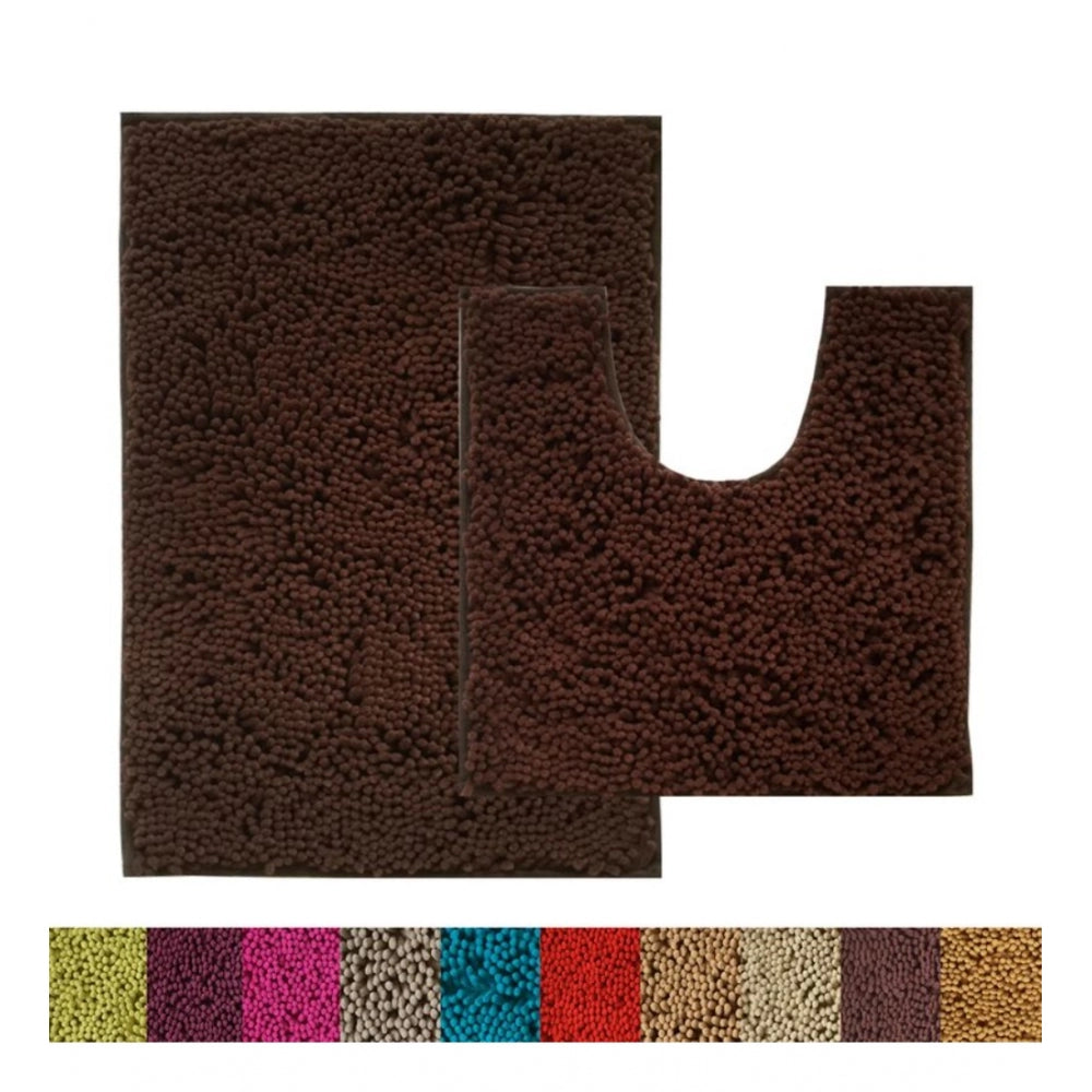 Polyester Knitted Bathmats Sets (Dark Brown, Size: 20x30 In)