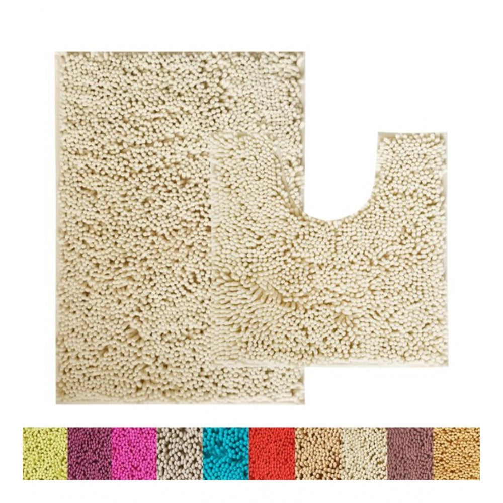 Polyester Knitted Bathmats Sets (Beige, Size: 20x30 In)