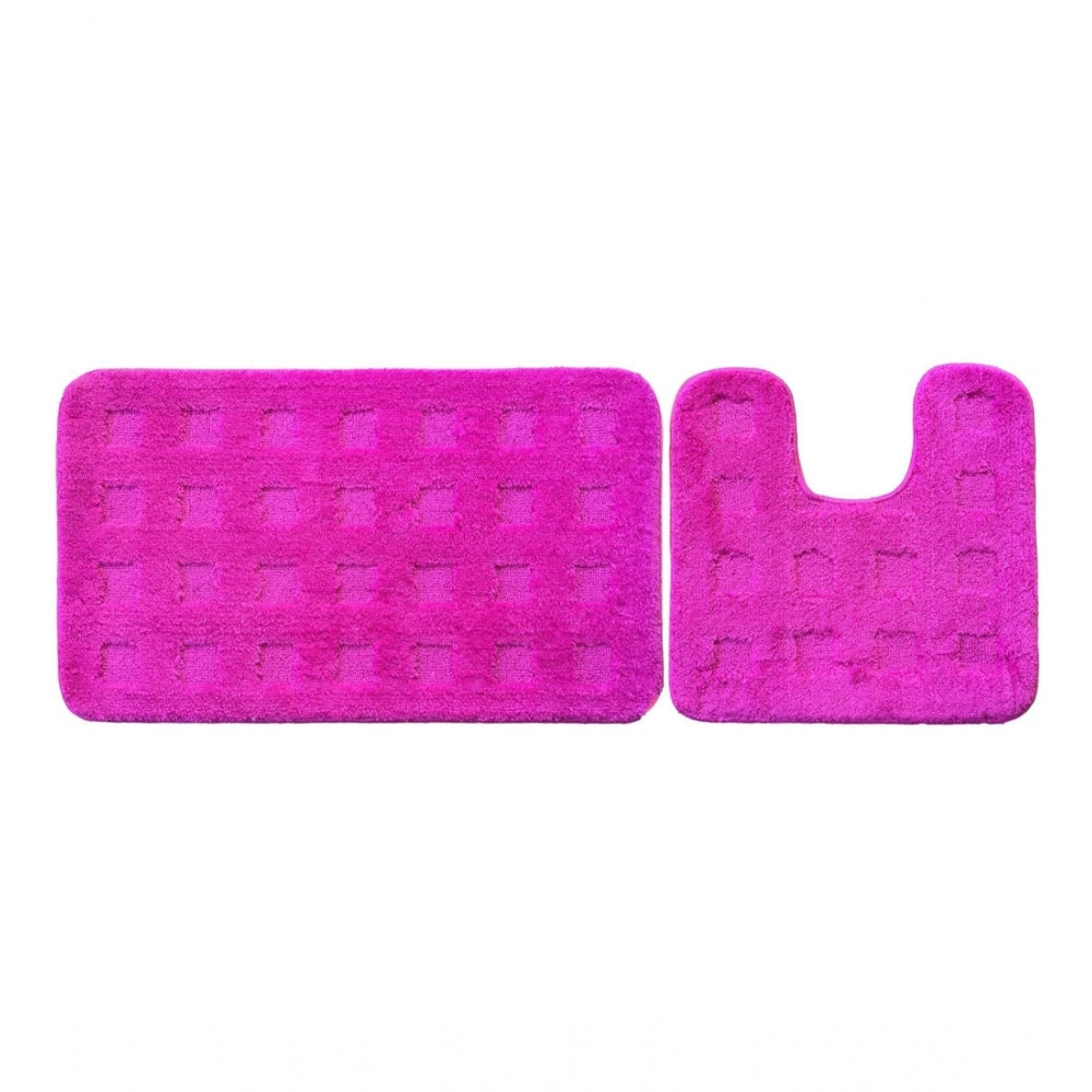 Polyester Knitted Bathmats Sets (Pink, Size: 16x24 In)