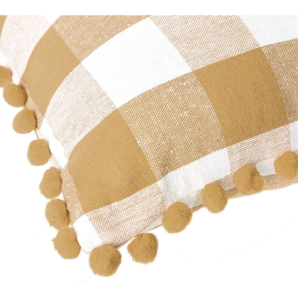 Polyester Solid Chairpads (Beige, Size: 16x16 In)