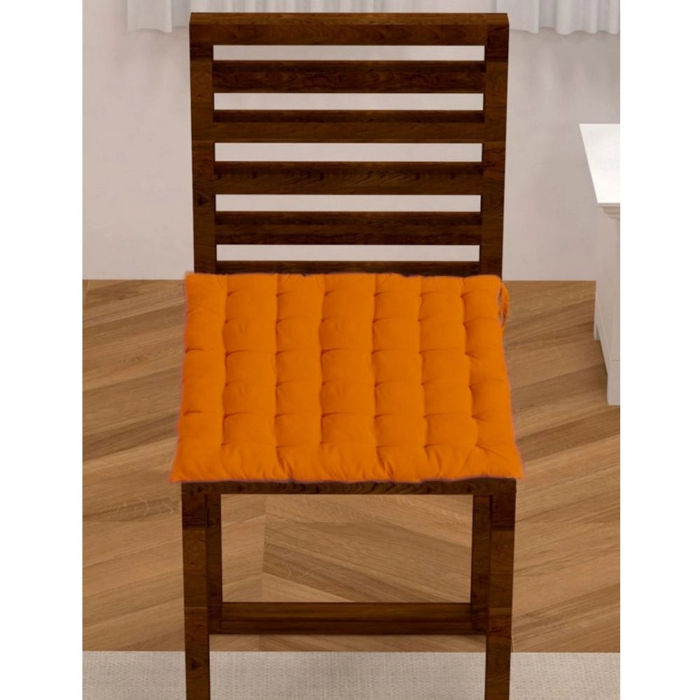 Cotton Blended Solid Chair Cushions (Mustard, Size: 16x16 In)