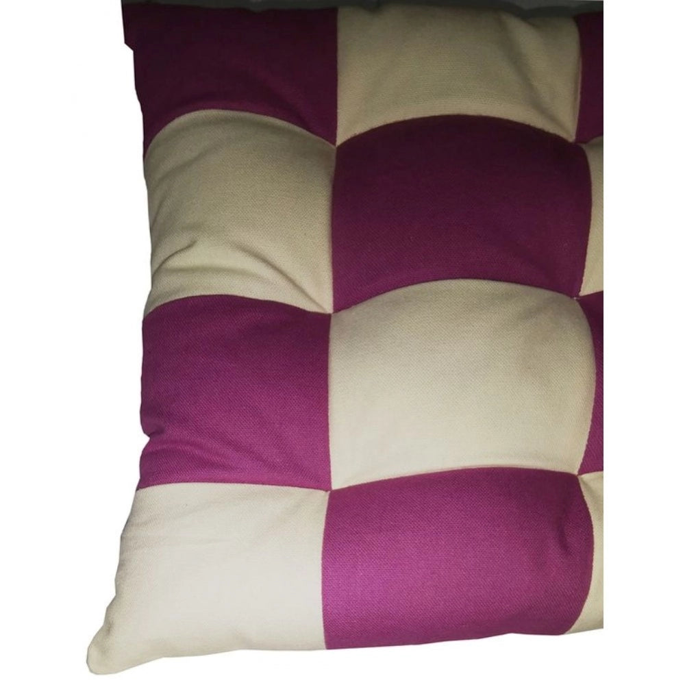 Generic Cotton Blended Solid Chair Cushions (Purple &amp; White, Size: 16x16 In)