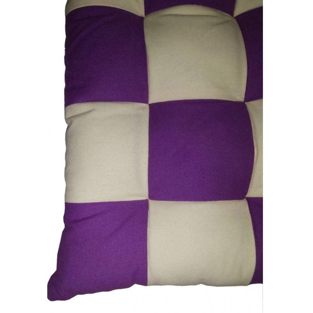 Generic Cotton Blended Solid Chair Cushions (Purple &amp; Beige, Size: 16x16 In)